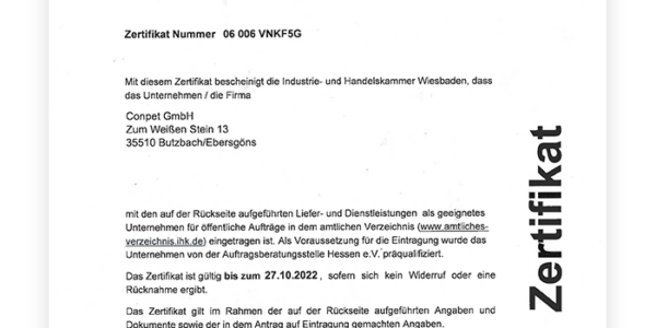 Zertifiakte Vorschau 1 - conpet GmbH Bauunternehmen Zertifiakte Vorschau 1